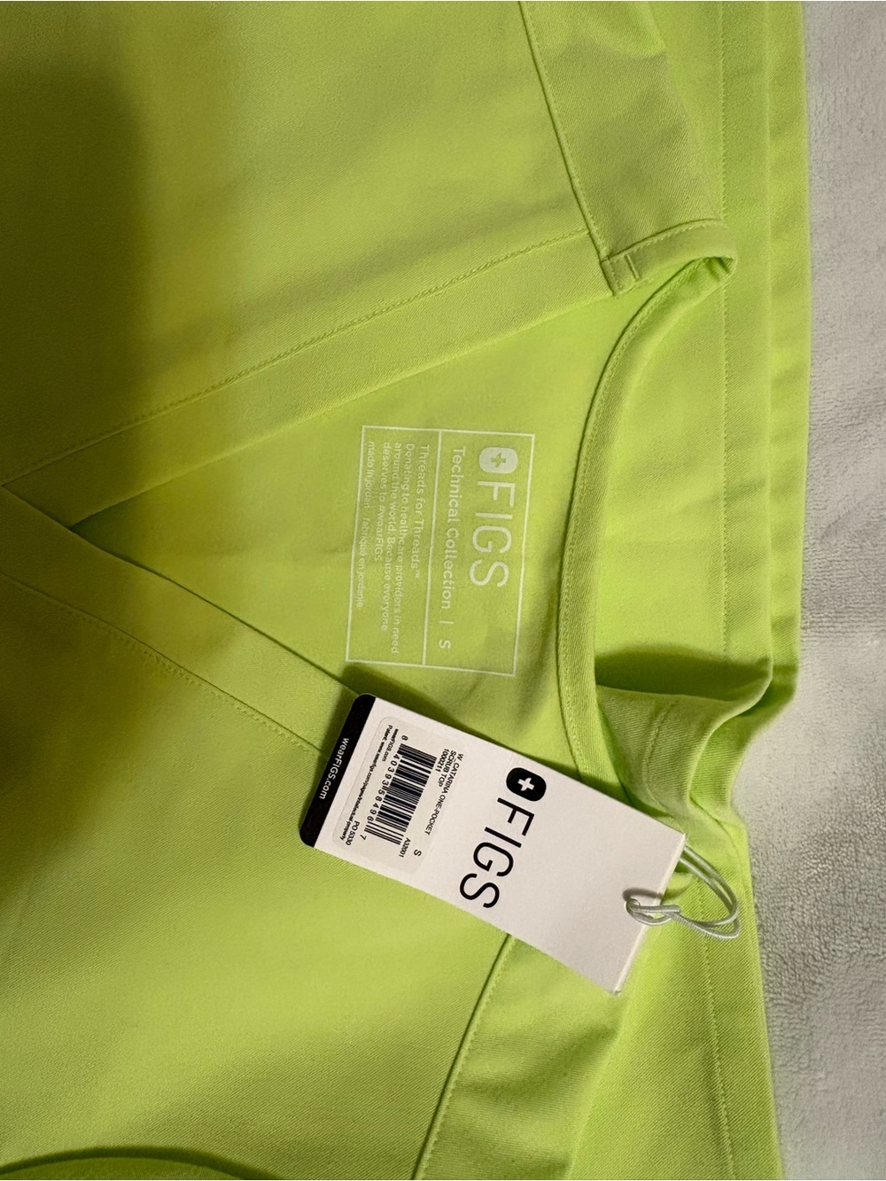 Figs Women's V-Neck Scrub Top in Neon Lime - Picture 3 of 3